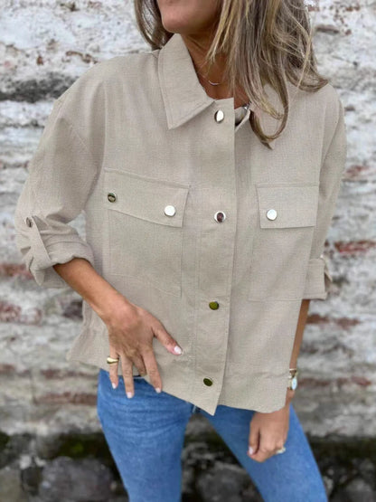 Practical Women's Jacket with Buttons and Storage Pockets - EasyApparels