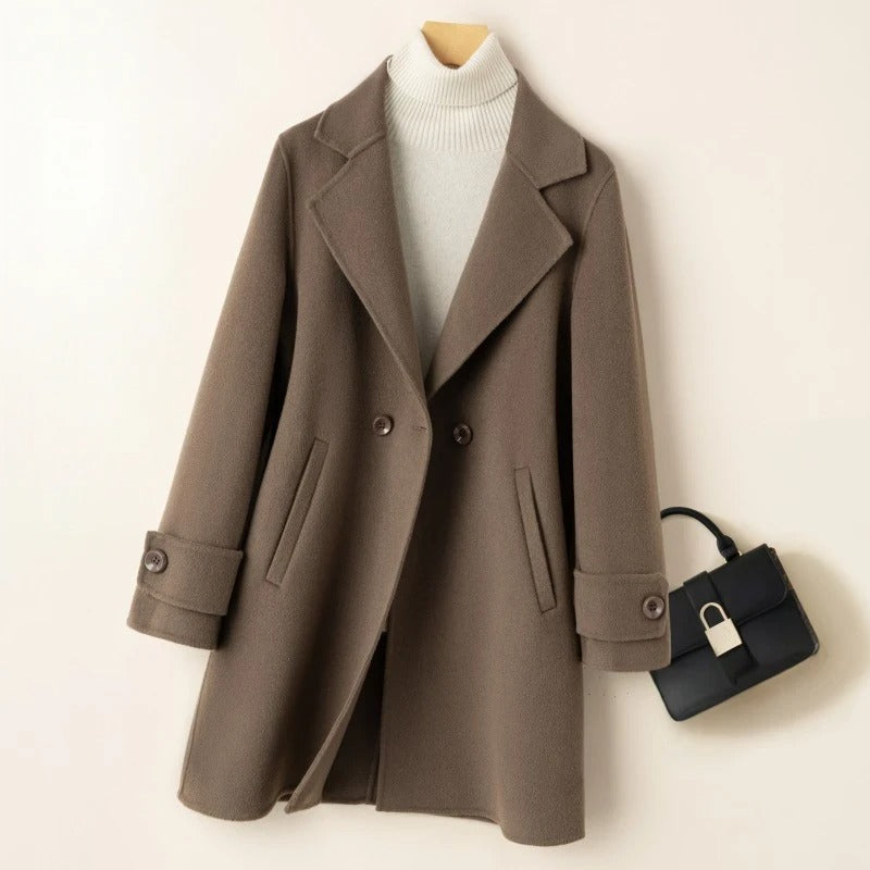 Warm Women's Double Breasted Mid Length Coat