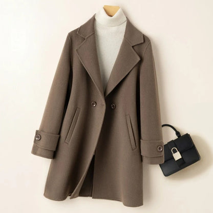 Warm Women's Double Breasted Mid Length Coat