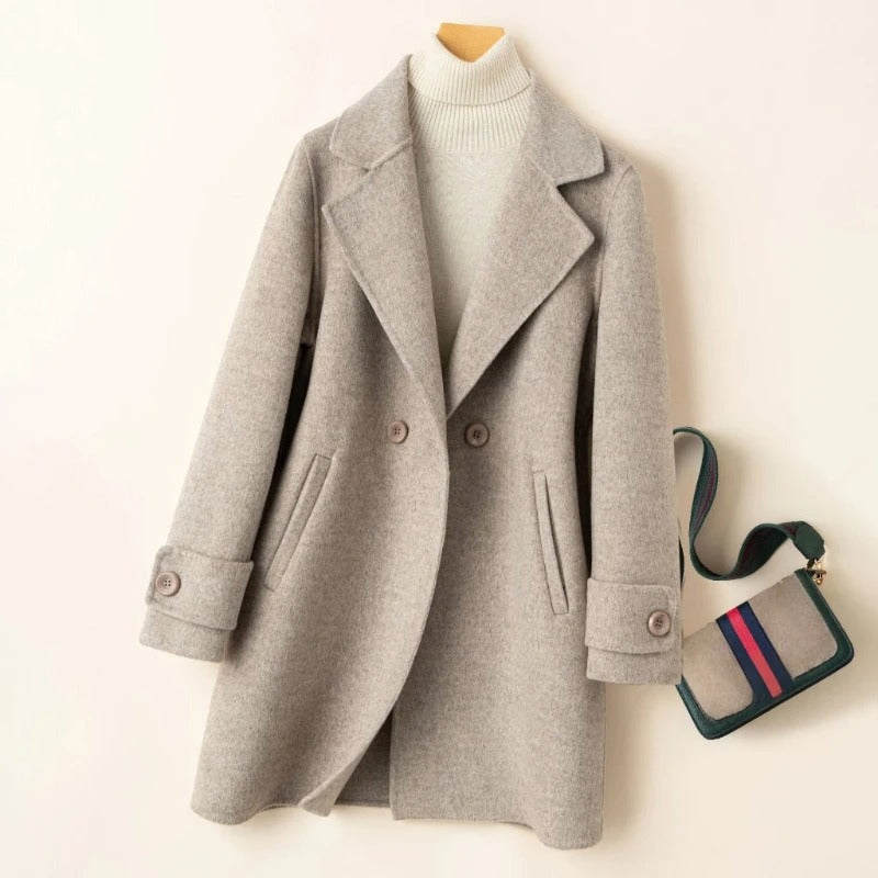 Warm Women's Double Breasted Mid Length Coat