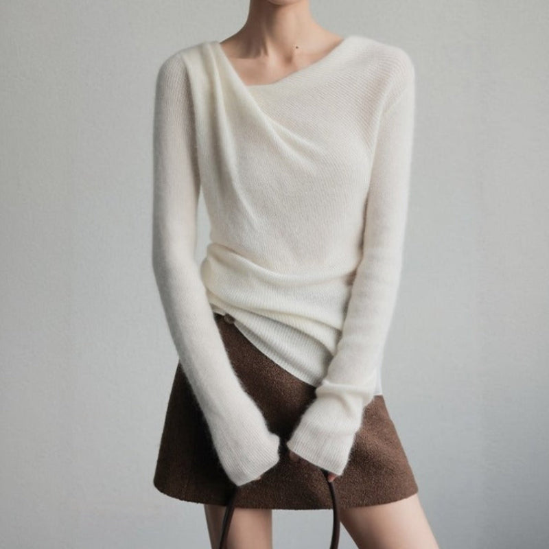 Soft Oversized Crew Neck Knit Sweater for Women - Vossary