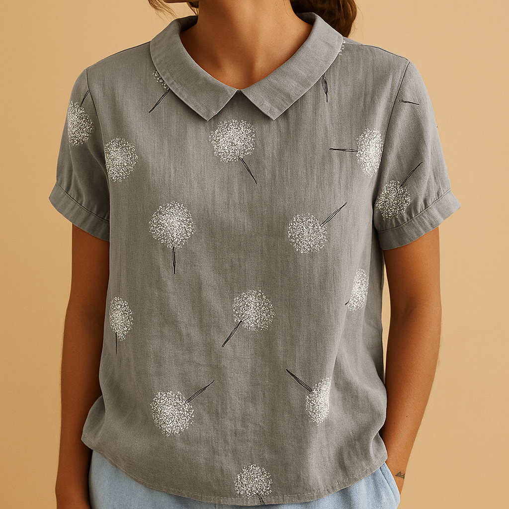 Airy floral print blouse for women with a loose comfortable fit, suitable for warm days, casual outfits, and everyday wear.