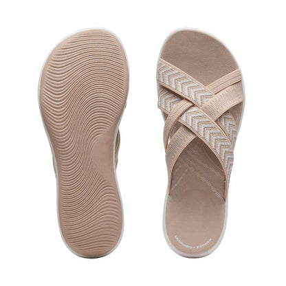 Airy summer shoes with orthopedic footbed & cushioning – Riva-Beige-3-Nora Luxe