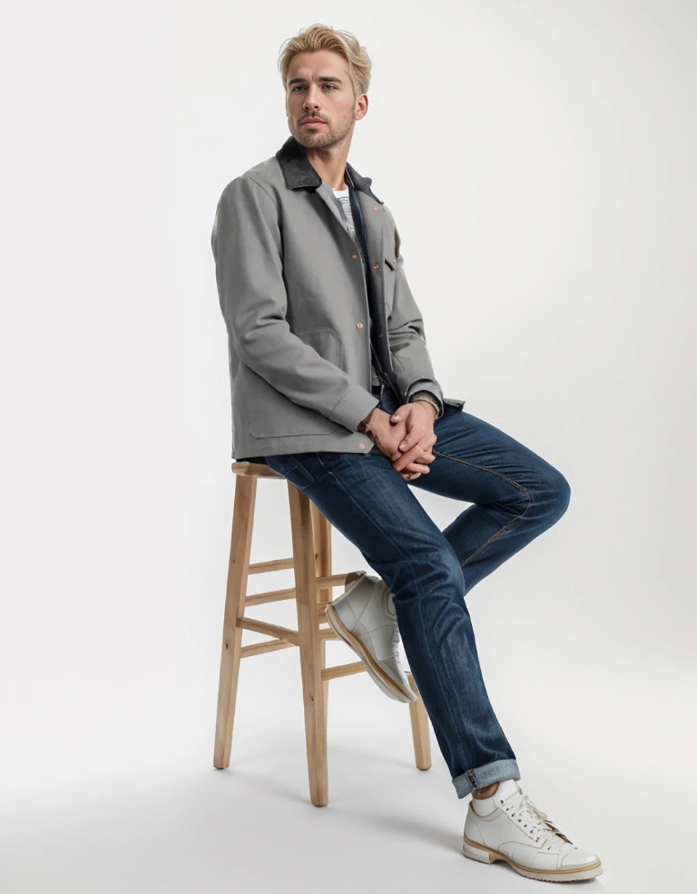 Timeless Mens Button Down Coat