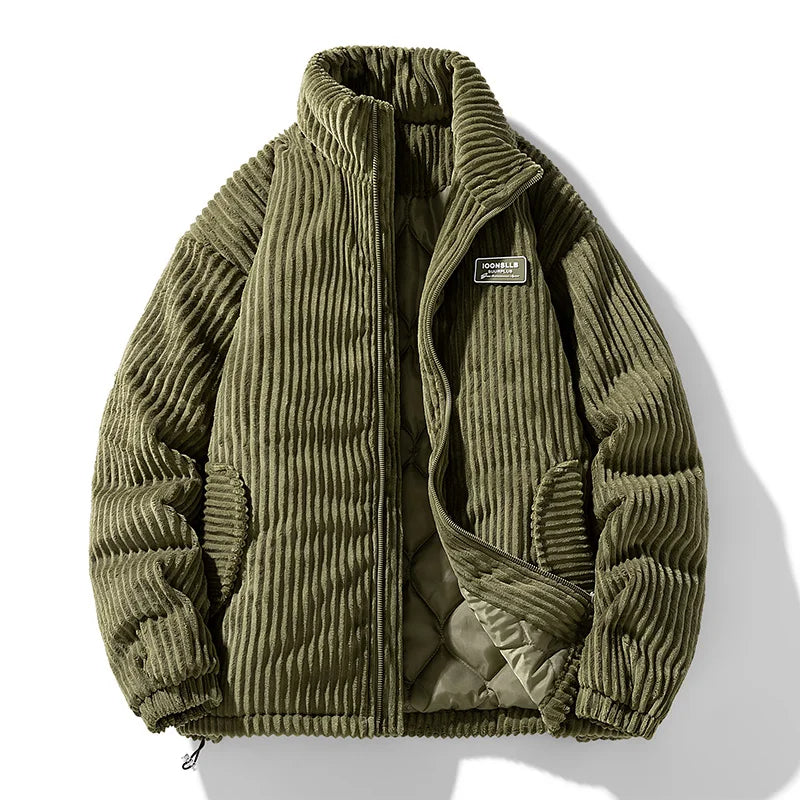Loose Fit Crew Neck Bomber Jacket for Men