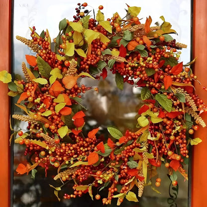 Fall Decor Wreath - Golden Leaves - Pexav