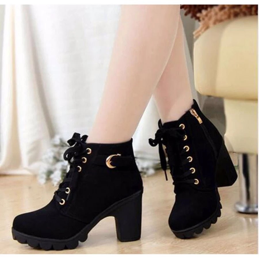 Casual Low Heel Ankle Boots - Vossary