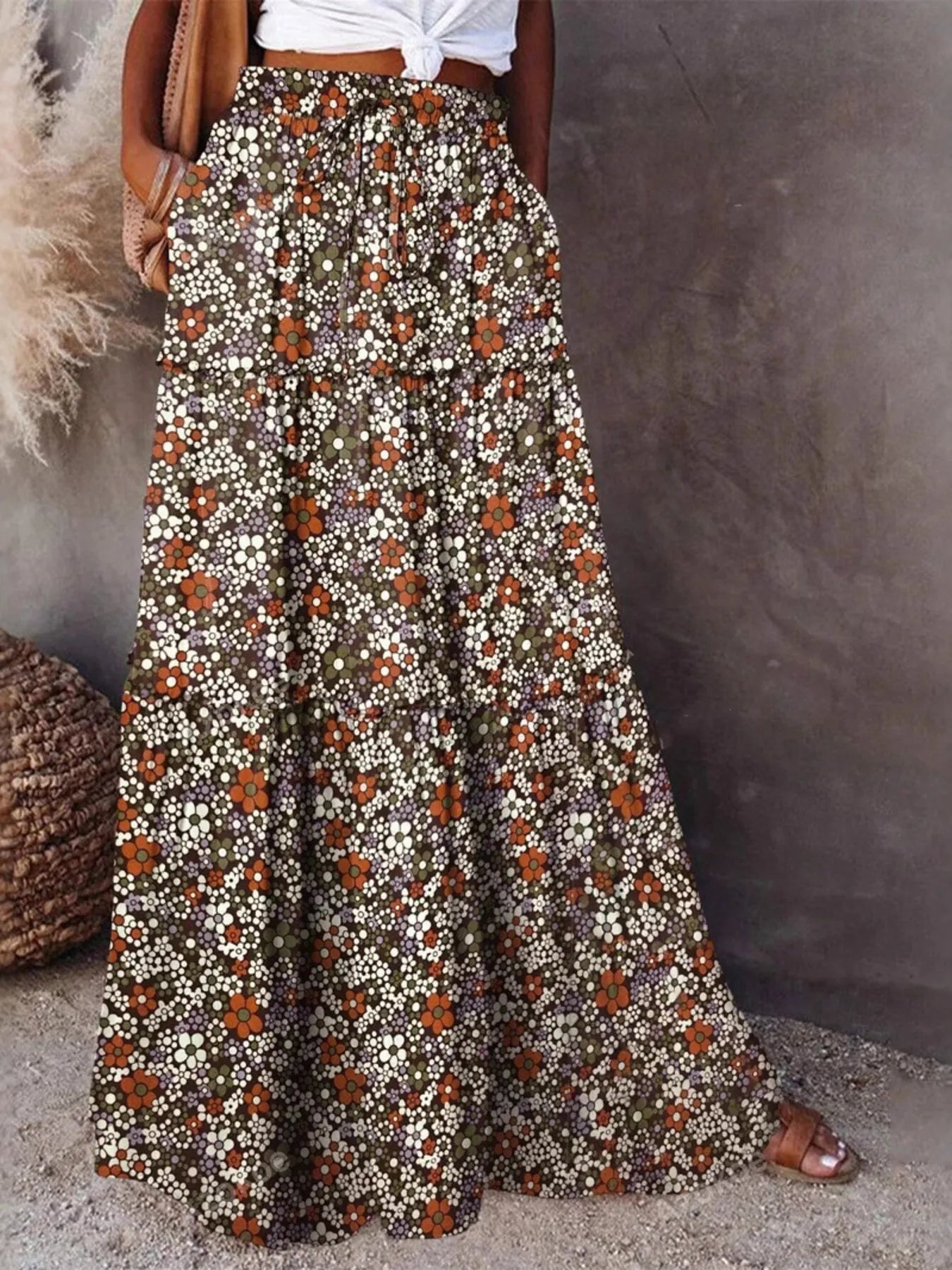 Beautiful Flower Long Skirt - EasyApparels