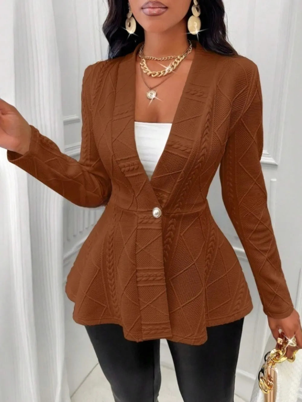 Simple Knit Ruffled Cardigan Sweater