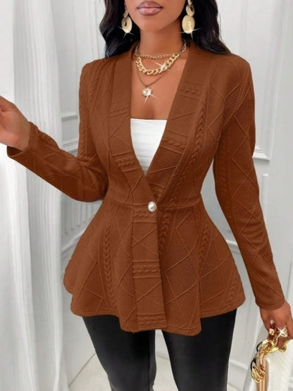 Simple Knit Ruffled Cardigan Sweater
