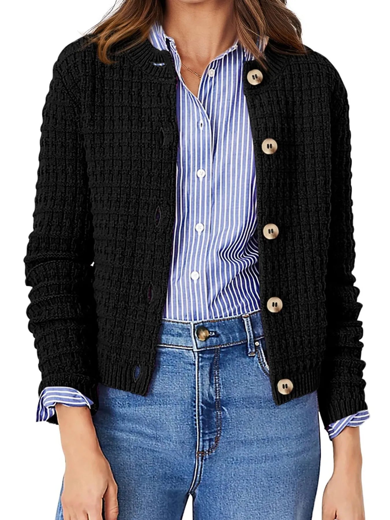 Soft Cable Knit Open Cardigan