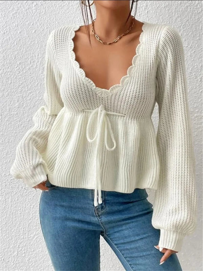 Relaxed Fit Crew Neck Sweater Top - EasyApparels