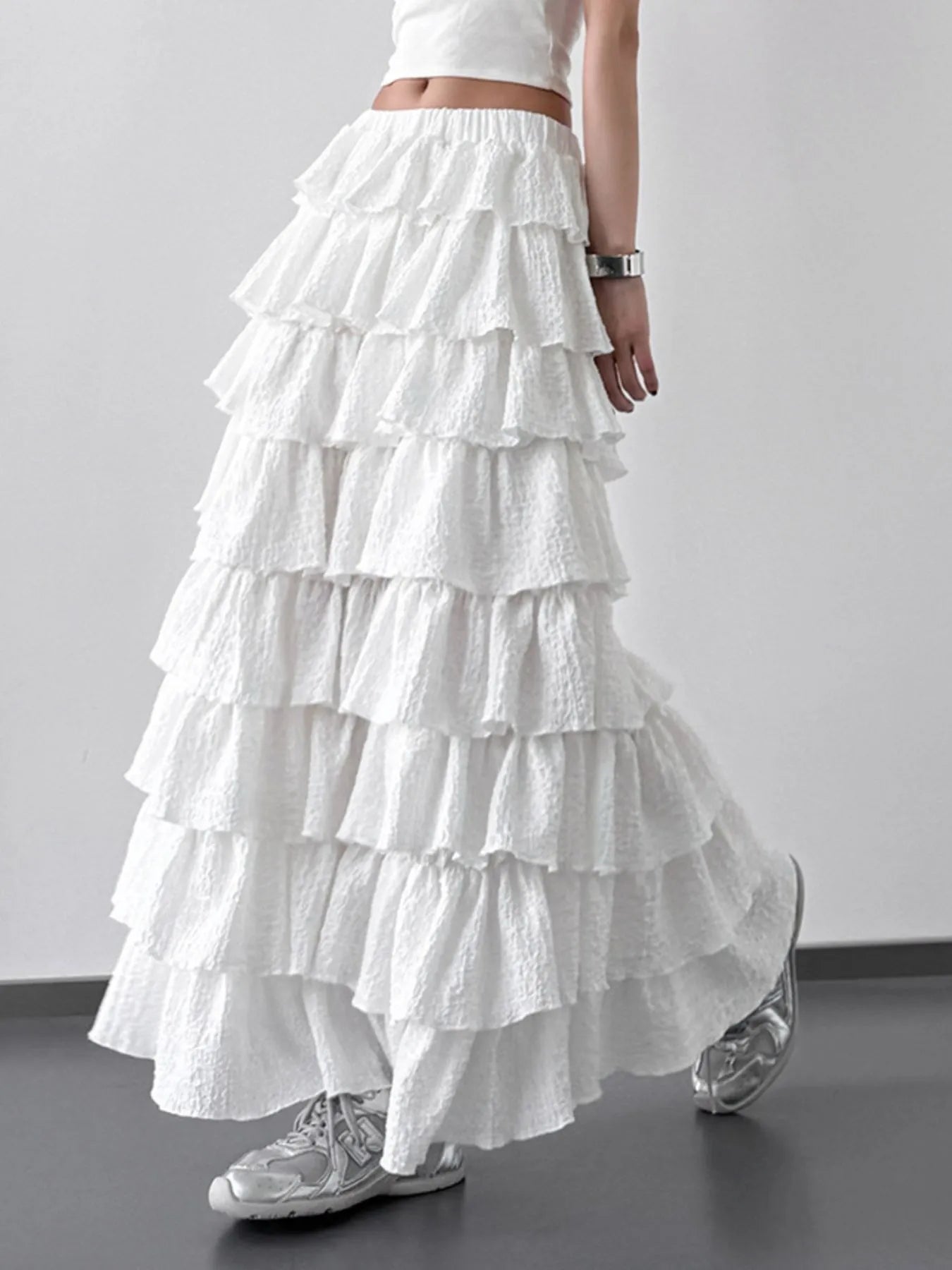 Flowy Tiered Long Skirt - EasyApparels