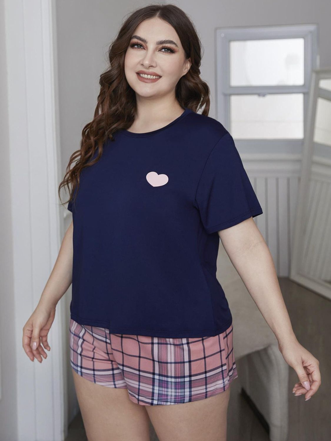 Comfortable Women's Heart Print Lounge Set - EasyApparels