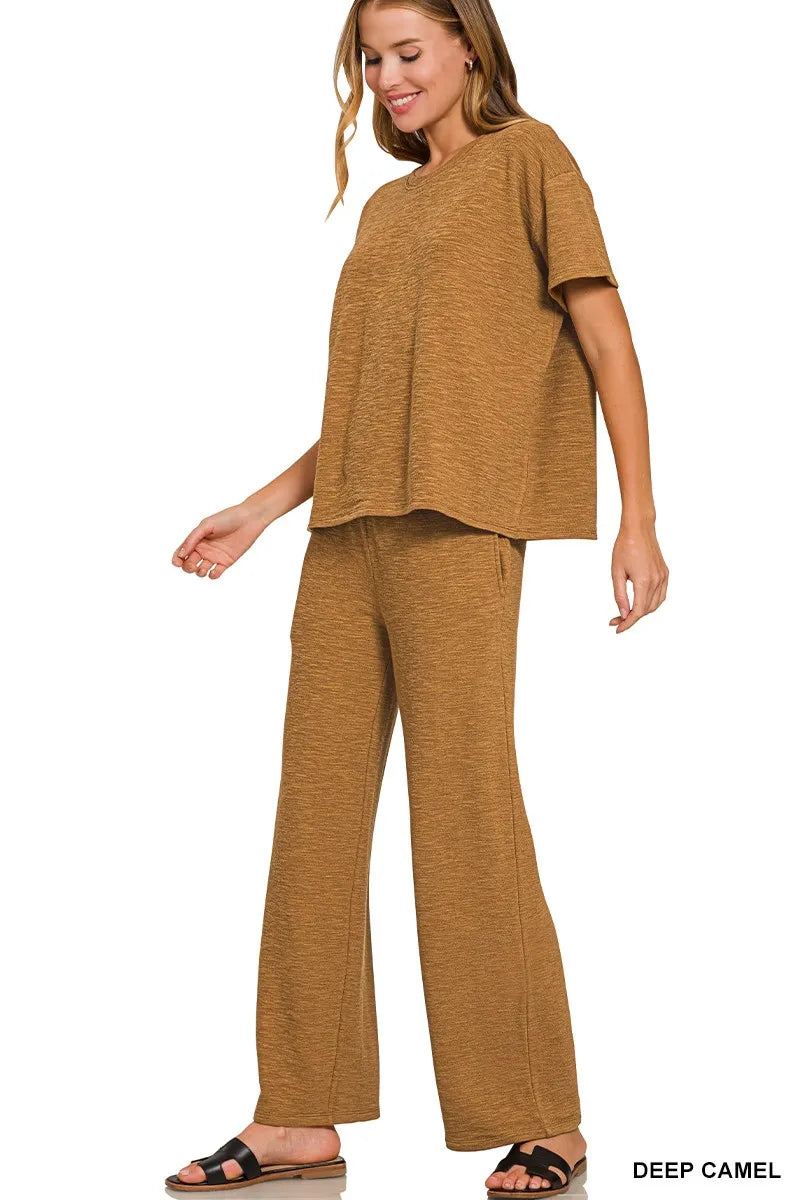 Relaxed Fit Casual Tee and Pant Set - EasyApparels