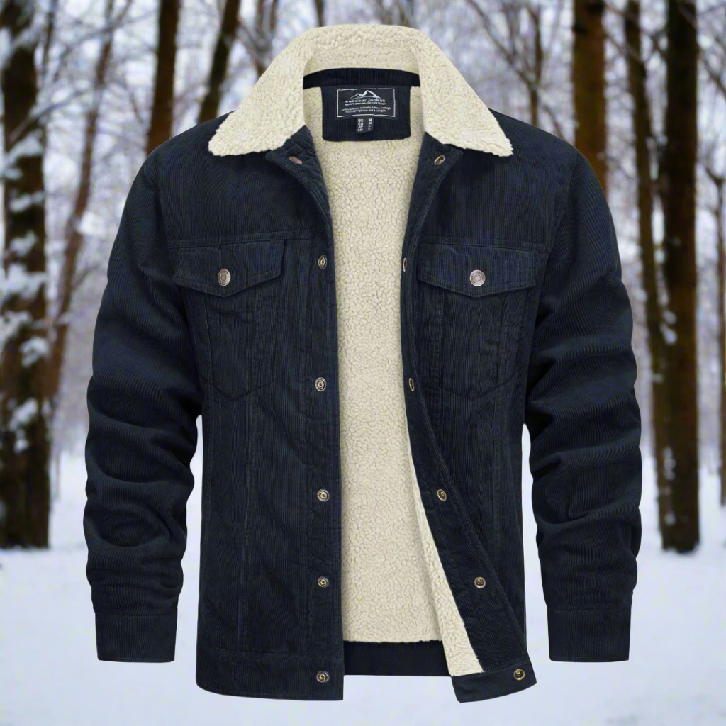 Rugged Corduroy Jacket with Fuzzy Lining - EasyApparels