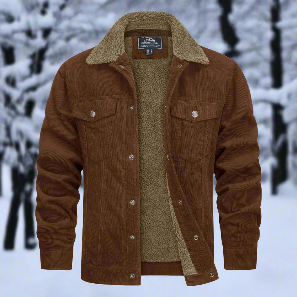 Rugged Corduroy Jacket with Fuzzy Lining