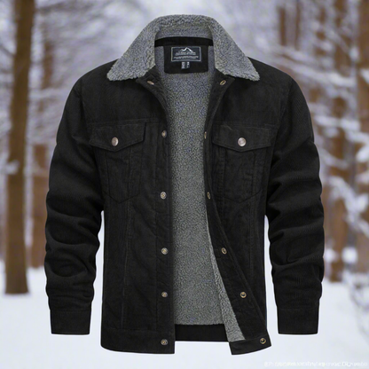 Rugged Corduroy Jacket with Fuzzy Lining