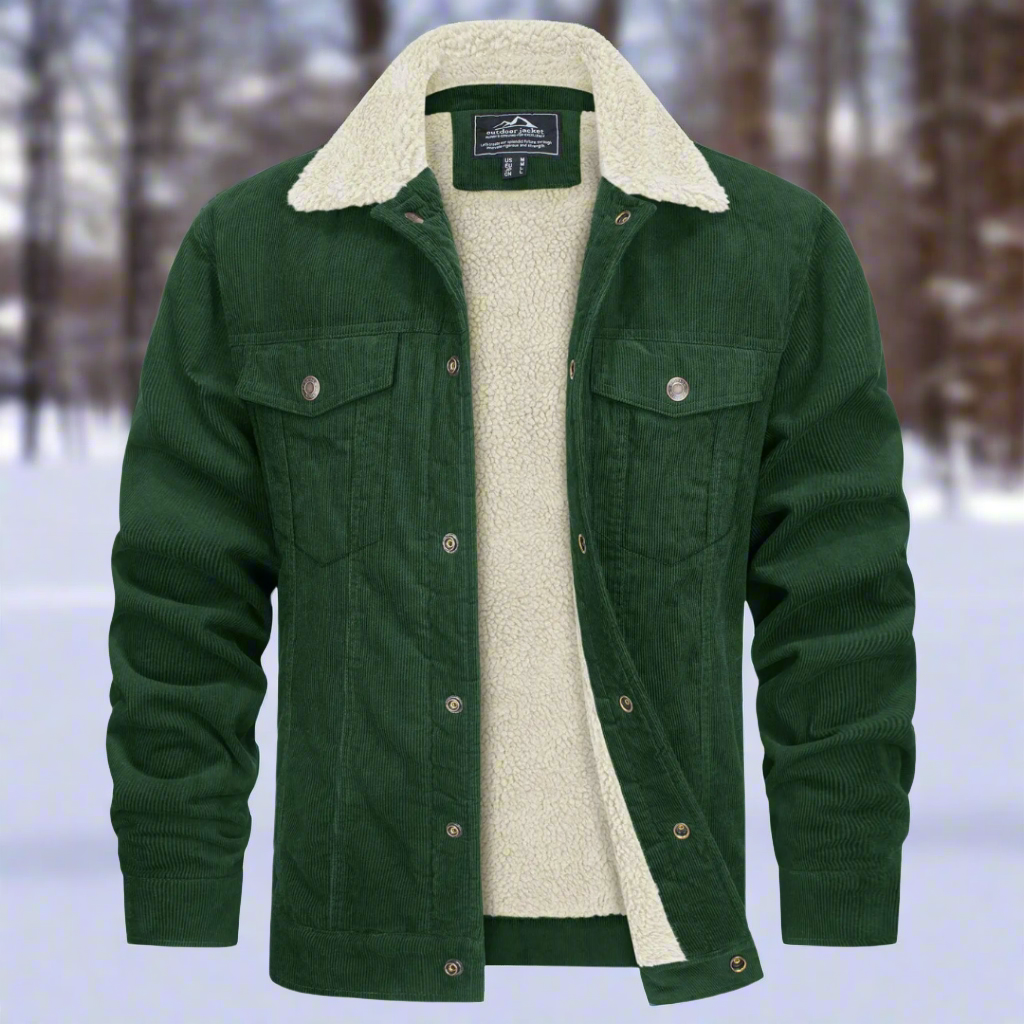 Rugged Corduroy Jacket with Fuzzy Lining