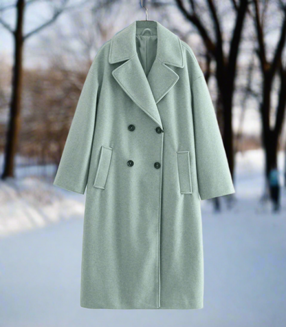 Ladies Classic Long Double Breasted Wool Coat
