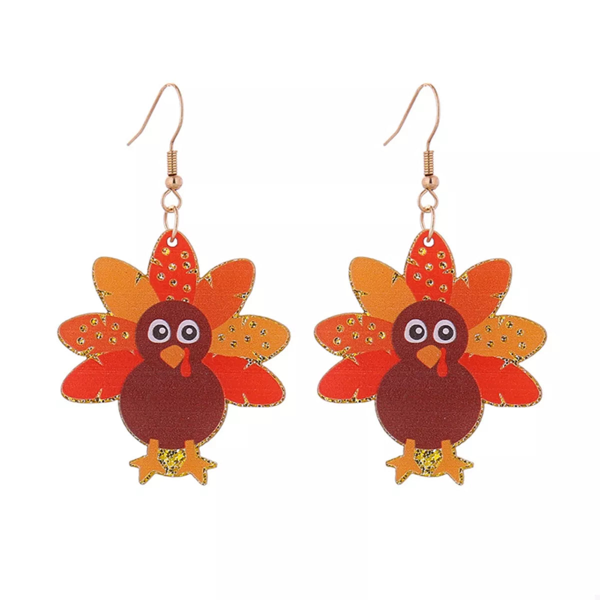 Fall Harvest Turkey Drop Earrings