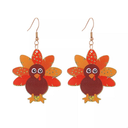 Fall Harvest Turkey Drop Earrings