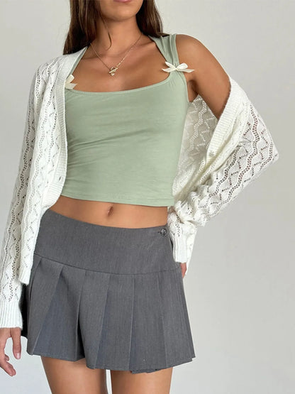 Fashionable Ruffled Neckline Crop Top