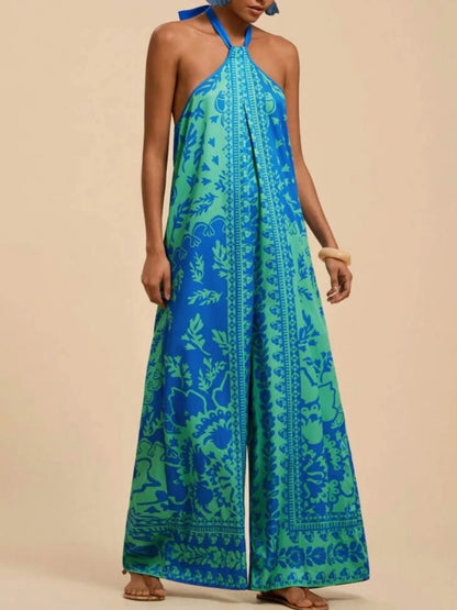 Vibrant Strapless Flowy Jumpsuit