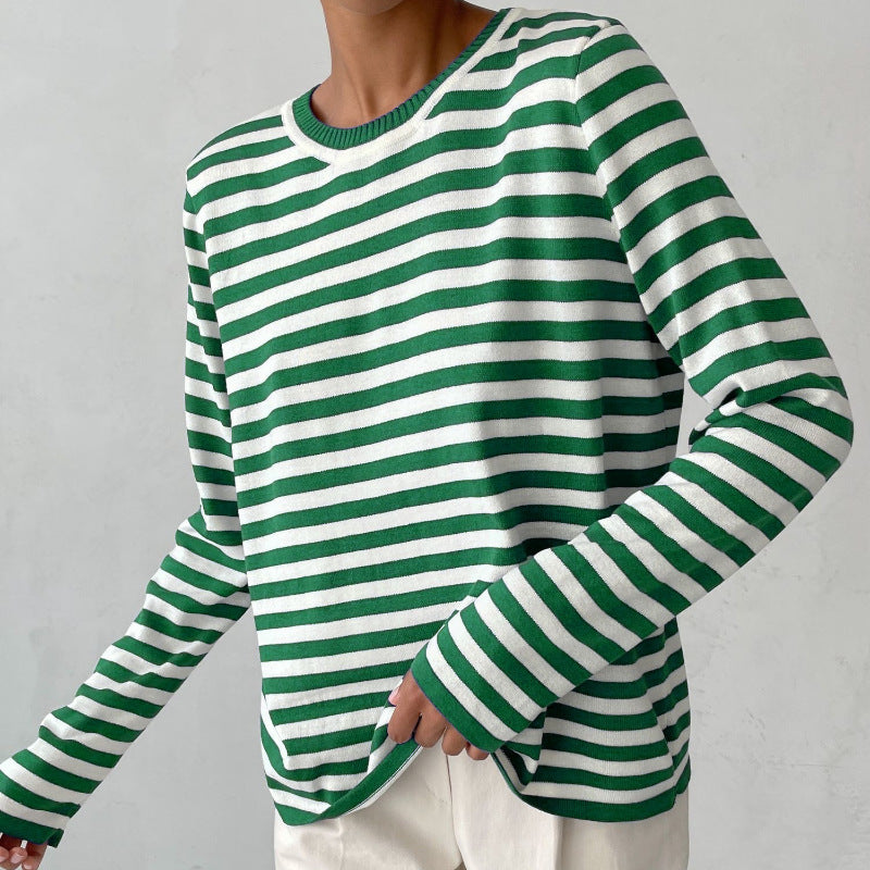 Comfy Women's Striped Crew Neck Sweater