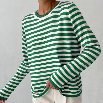Comfy Women's Striped Crew Neck Sweater
