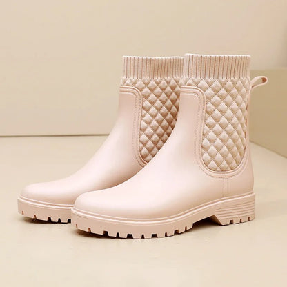 Warm Quilted Low Heel Ankle Boots for Women