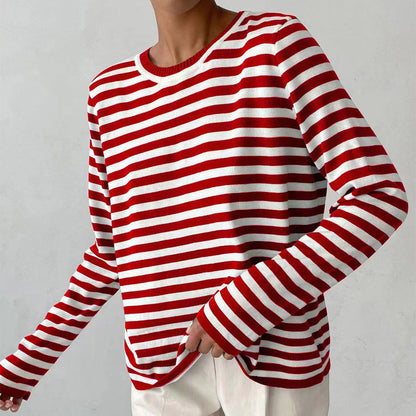 Comfy Women's Striped Crew Neck Sweater