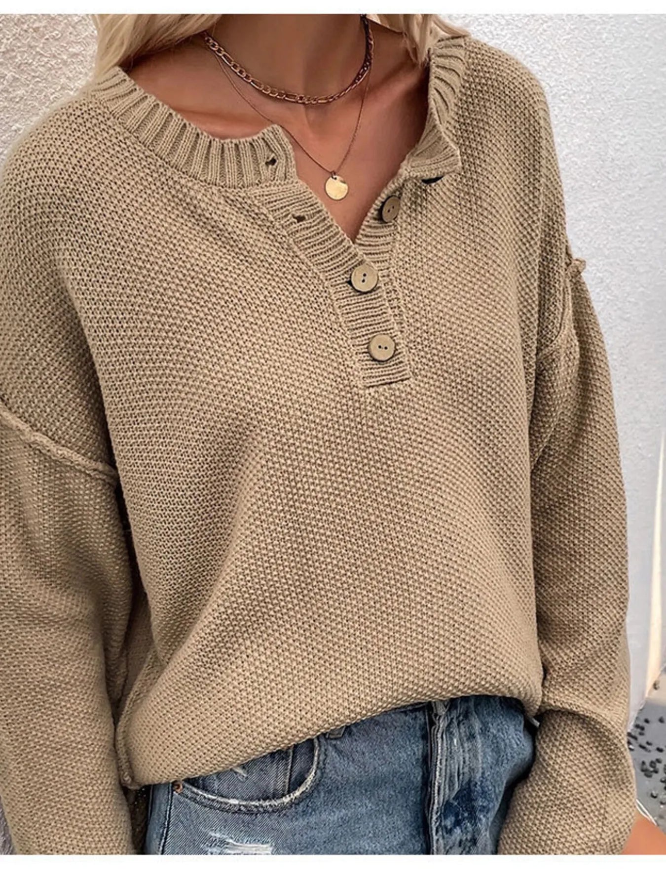 Classic Crew Neck Long Sleeve Sweater Top