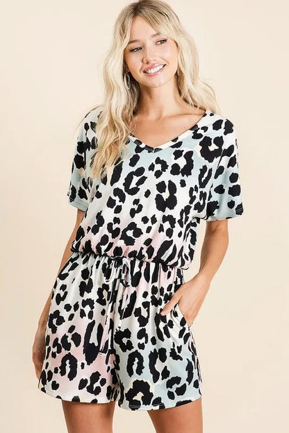 Comfortable Leopard Print Relaxed Fit Romper