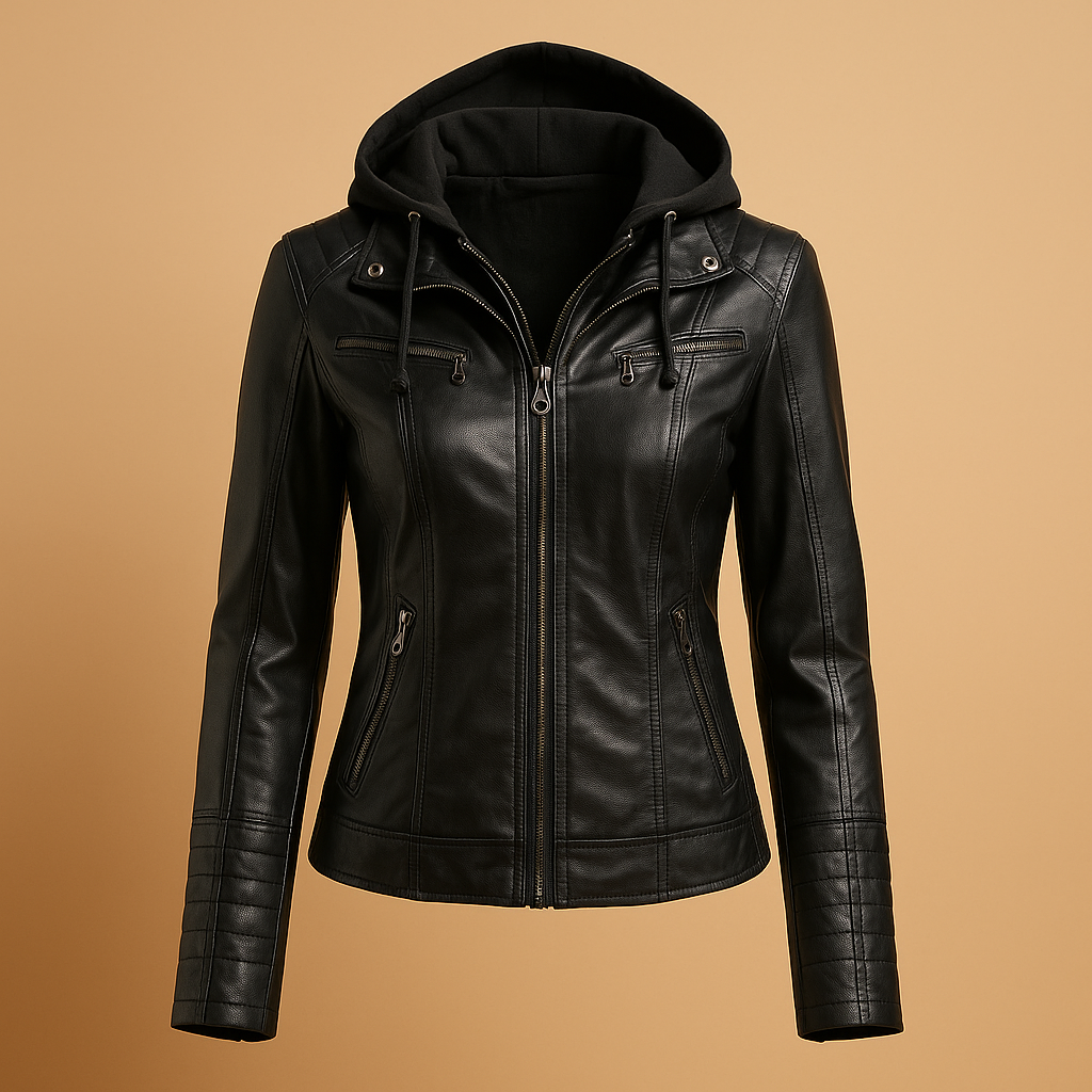 Women's Leather Moto Jacket Stella - Vossary