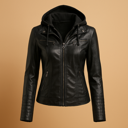 Women's Leather Moto Jacket Stella - Vossary