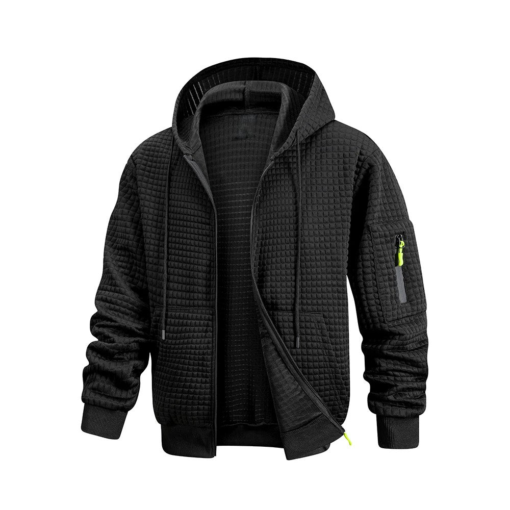 Soft Textured Waffle Hooded Sweatshirt - EasyApparels