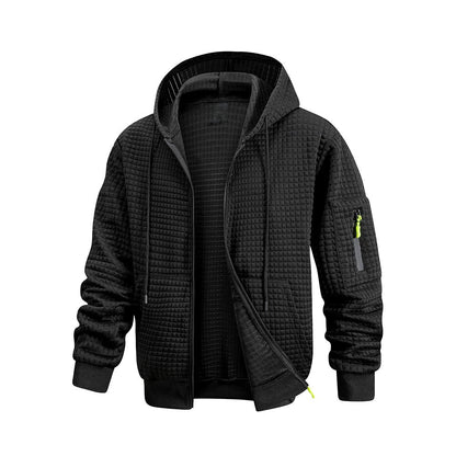 Soft Textured Waffle Hooded Sweatshirt - EasyApparels