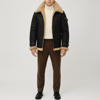 Warm Shearling Mens Winter Coat