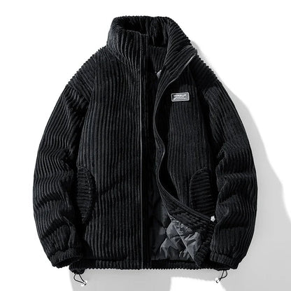 Loose Fit Crew Neck Bomber Jacket for Men