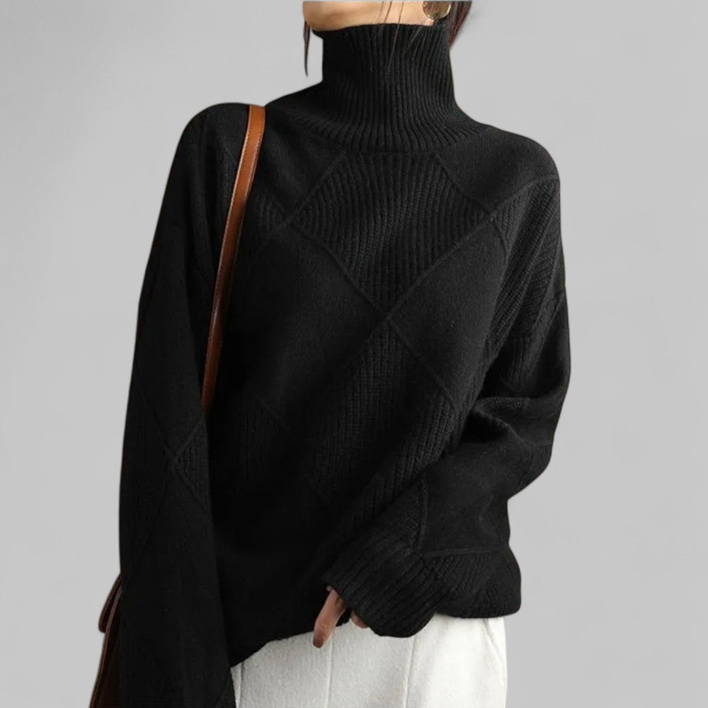 Ladies' Colorful Winter Knit Turtleneck Sweater - Vossary