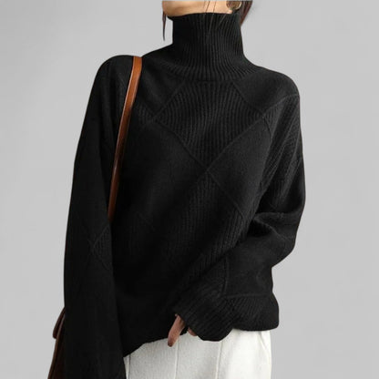 Ladies' Colorful Winter Knit Turtleneck Sweater - Vossary
