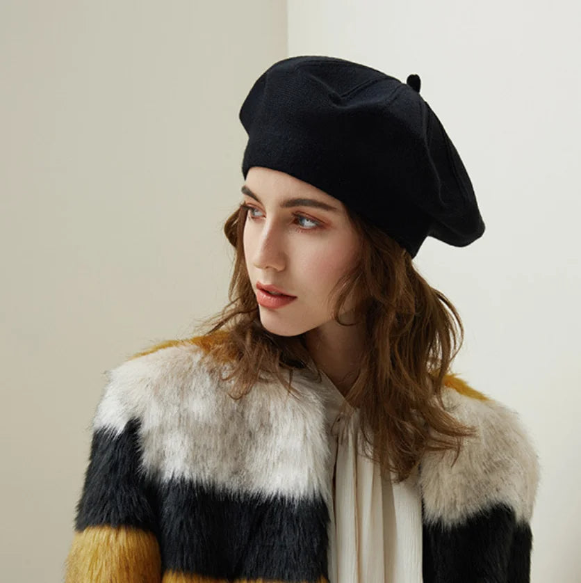 Soft Rounded Wool Beret for Women - Vossary