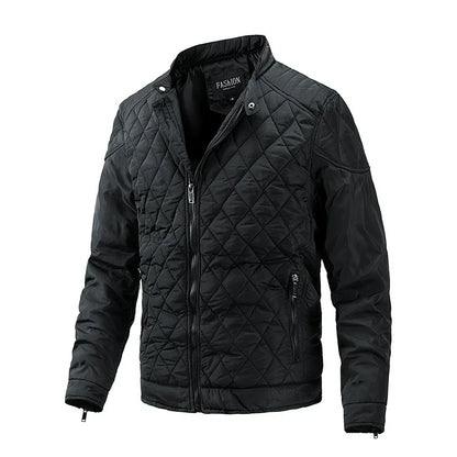 Warm Padded Jacket with Stand Collar and Full Zip - EasyApparels