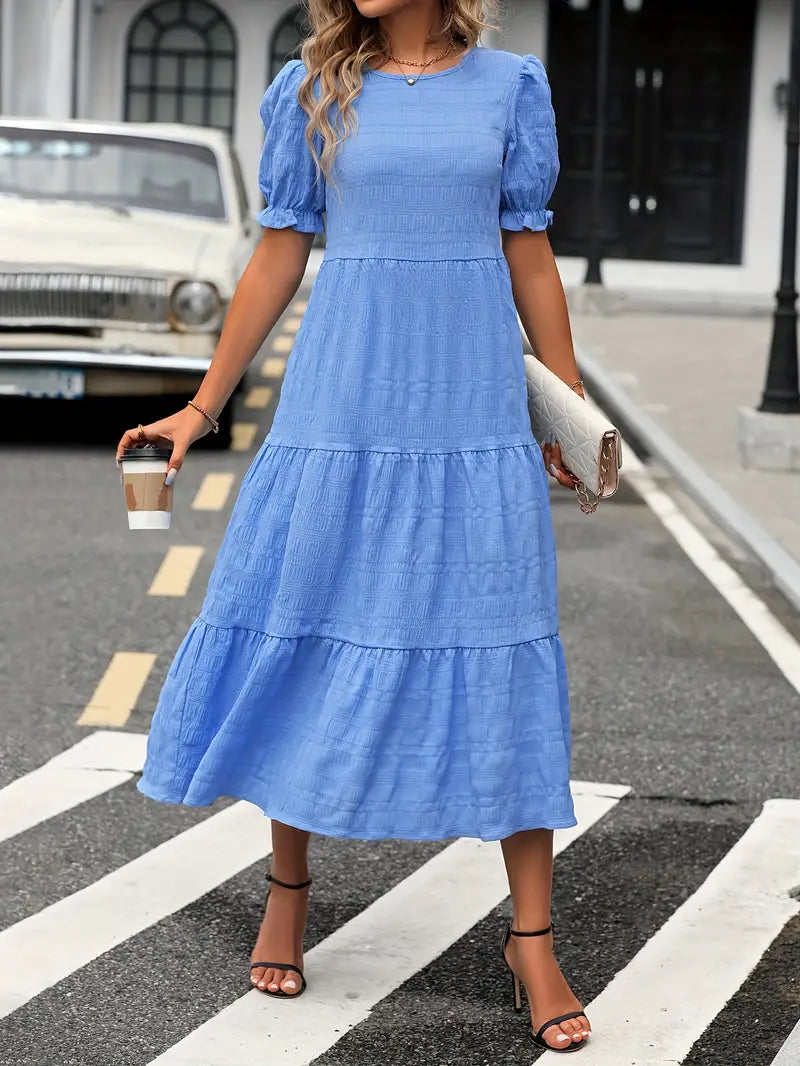 Casual Floral Maxi Dress with Ruffled Sleeves