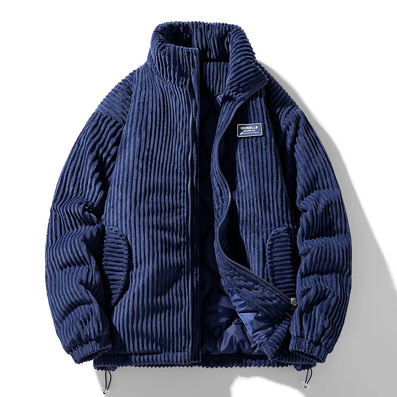 Loose Fit Crew Neck Bomber Jacket for Men