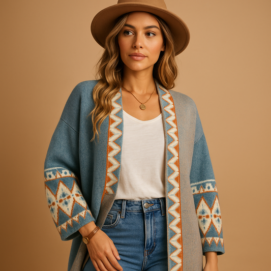 Chic Patterned Women's Cardigan Aurora - Vossary