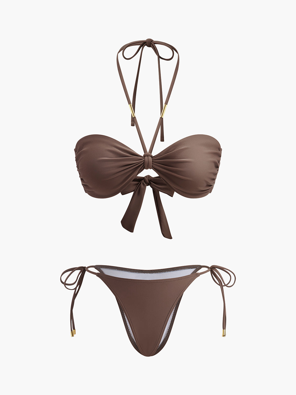 Tie Front Swimsuit Bikini Set - EasyApparels