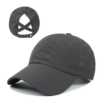 Breathable unisex sports baseball cap made of mesh with adjustable fit – AeroCap-Dark grey-Nora Luxe