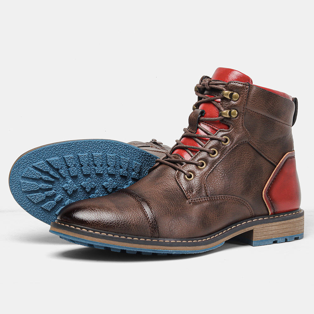 Brown Leather Lace Up Boot - Vossary